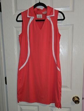 EP Pro Coral-Pink Sleeveless Golf Dress with White Logo‎ Patch